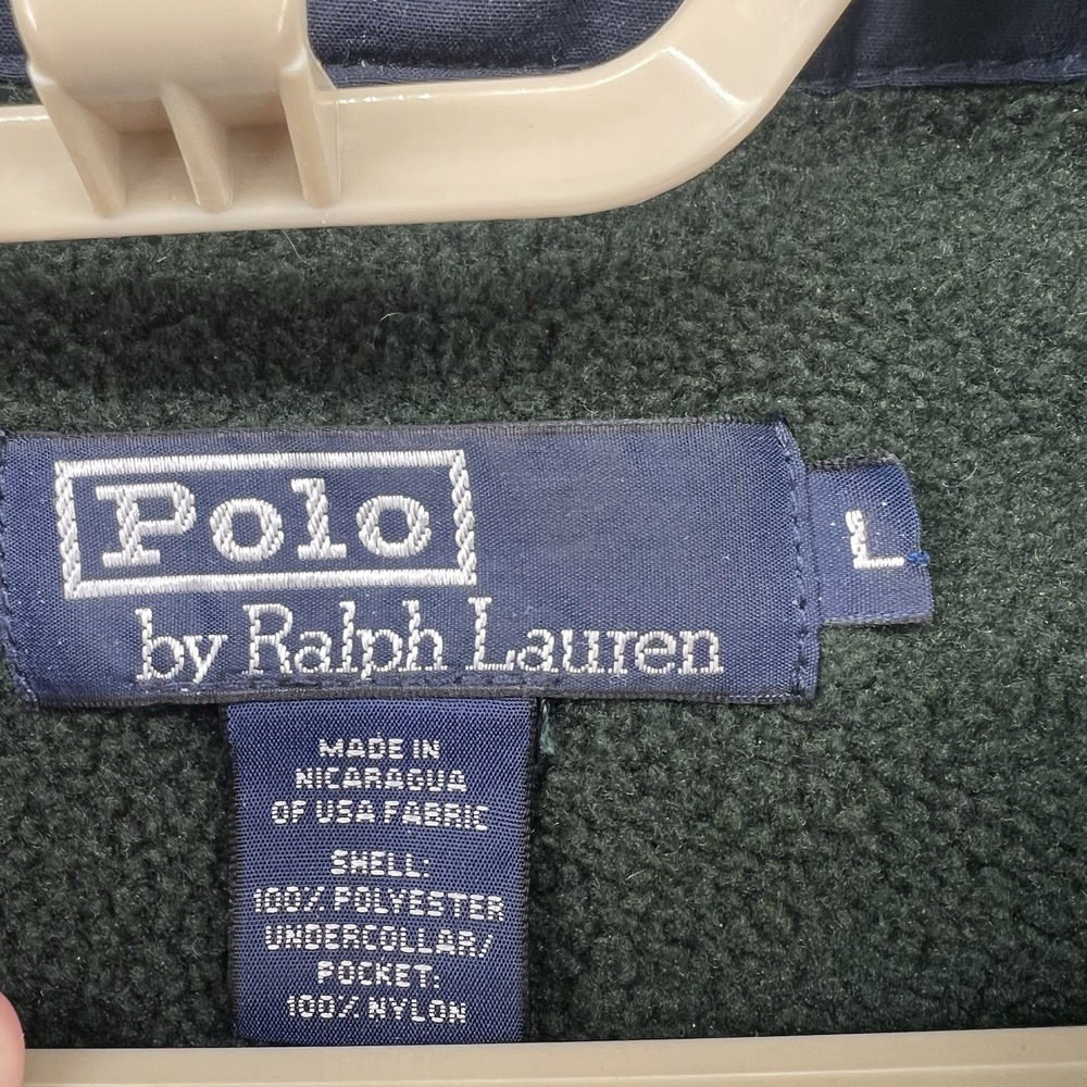 Vintage 90s Polo Ralph Lauren Fleece Full Zip Jacket Mens Large Green Polartec - Picture 4 of 10